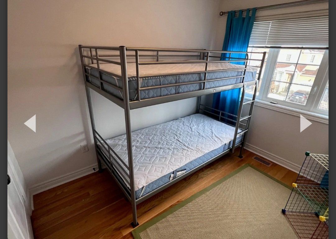IKEA Svarta Twin Metal Loft Bunk Bed Frame, Silver