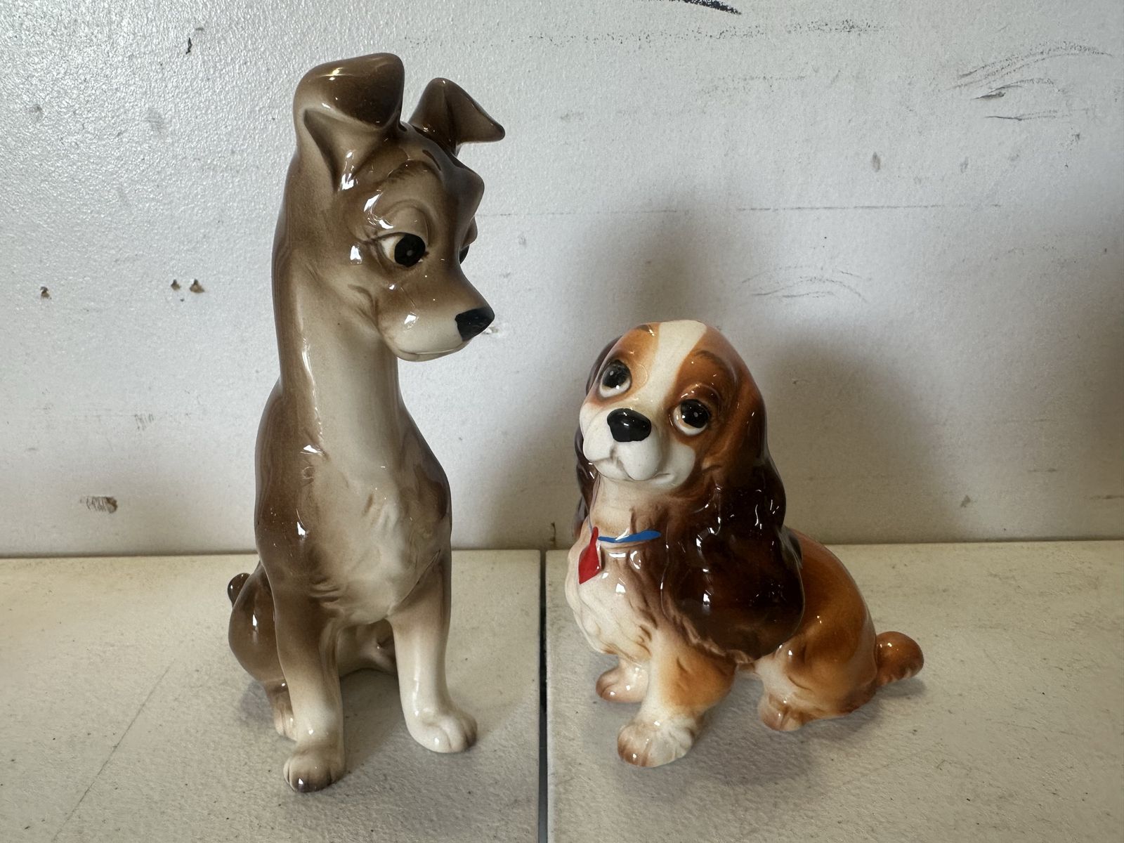 Vintage Disney Lady and the Tramp Ceramic Porcelain Figurines Made in Japan