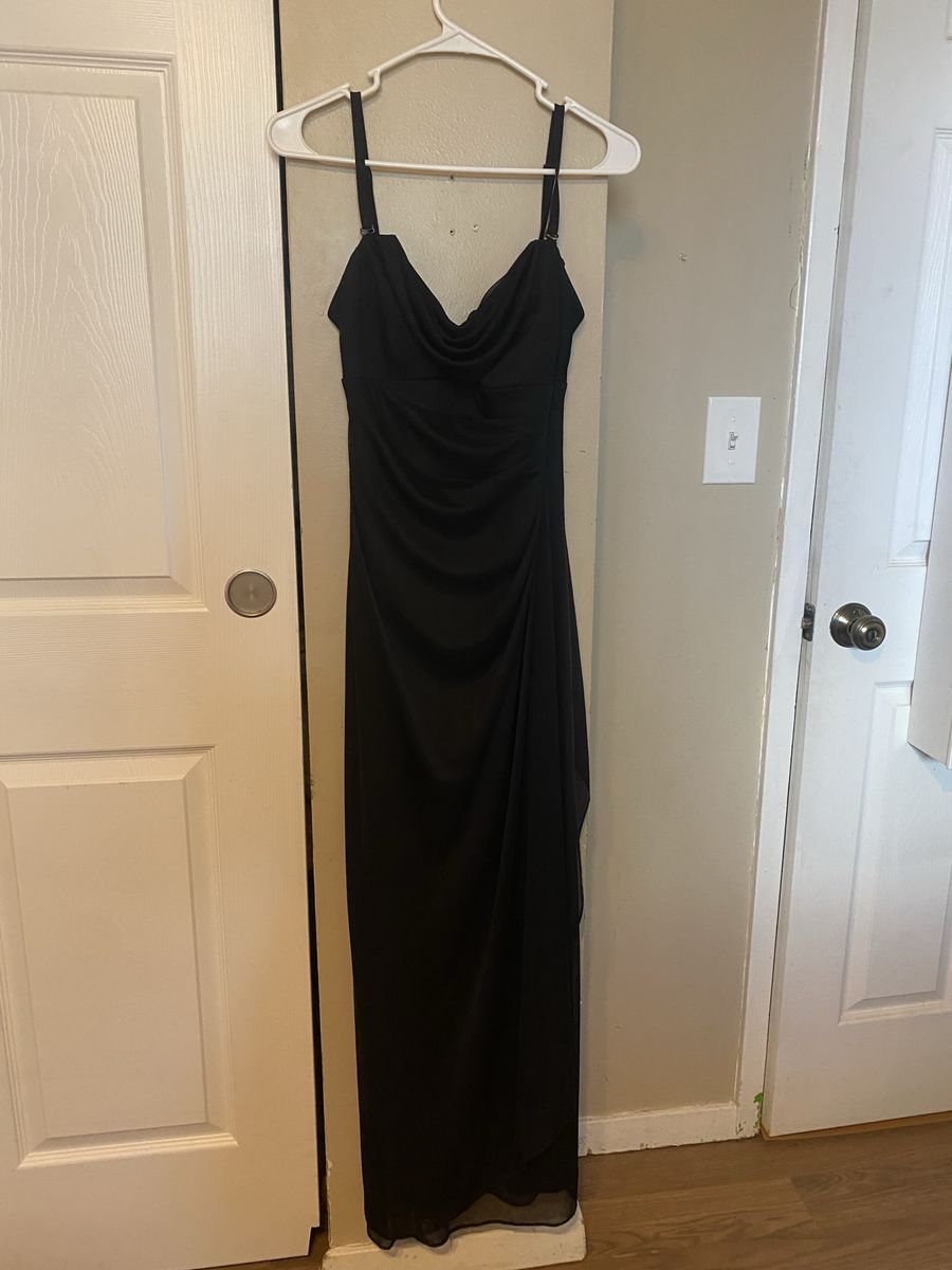 Scarlett Black Maxi Dress Size 6 Ruched Side Slit Formal Evening Gown Cocktail Party
