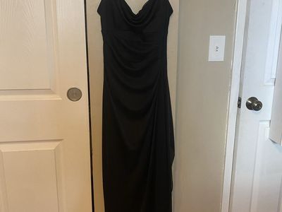 Scarlett Black Maxi Dress Size 6 Ruched Side Slit Formal Evening Gown Cocktail Party