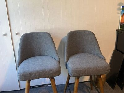 West Elm Counter Stools (Set of 2) — Mid-Century Modern, Gray