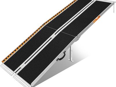 8' Portable Wheelchair Ramp, Non-Skid Aluminum Handicap Ramps with Handle