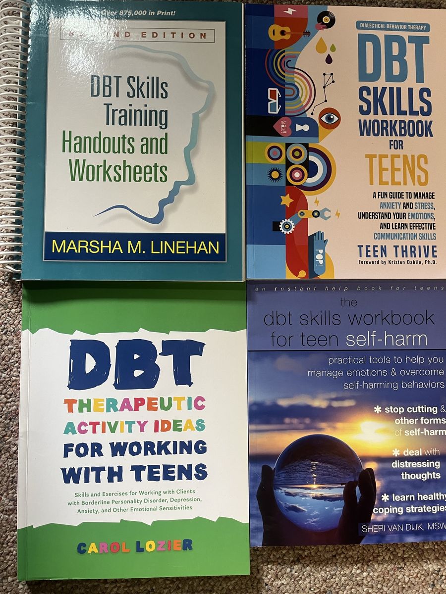DBT Skills Training Workbooks & Therapeutic Activities for Teens by Linehan, Lozier, Van Dijk - Set of 4