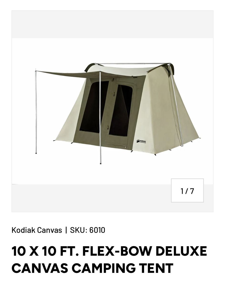 Kodiak Canvas 10x10 Flex-Bow Deluxe Canvas Camping Tent with Footprint