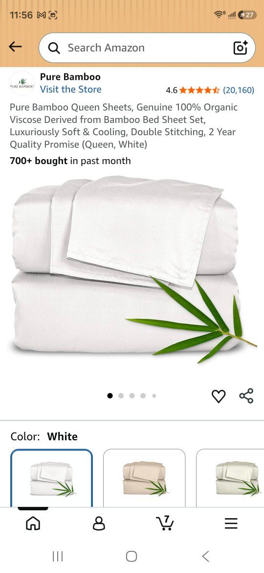 Pure Bamboo Queen White Organic Viscose Bed Sheet Set - Luxuriously Soft & Cooling