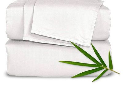 Pure Bamboo Queen White Organic Viscose Bed Sheet Set - Luxuriously Soft & Cooling