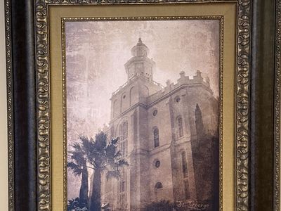 Beautiful Framed St. George Utah Temple Wall Art – 30" x 35" – Excellent Condition