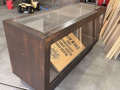 Wooden Display Case with Glass Top & Sides - Retail Store Fixture, Collectibles Showcase