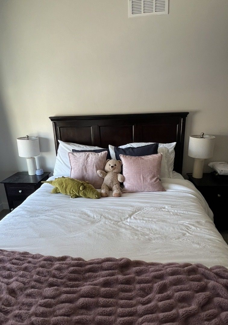 Espresso Wood Queen Size Bed Frame with Headboard and Footboard