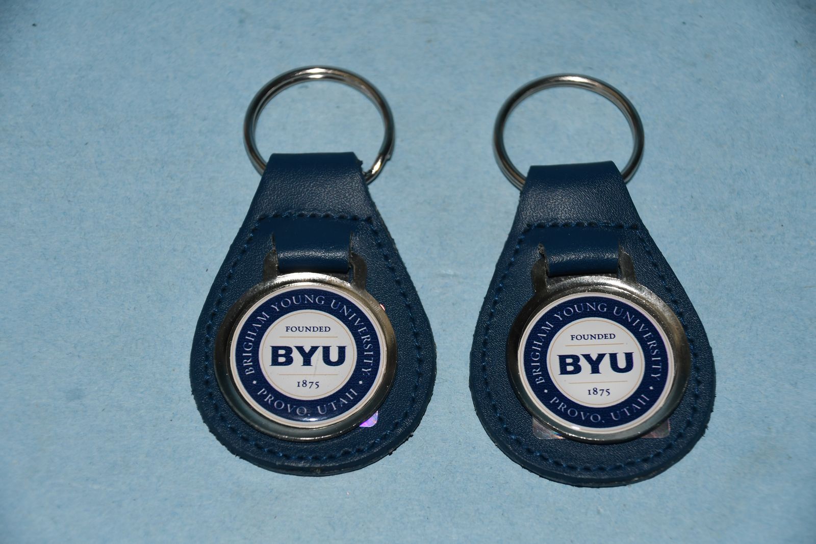 2 NEW "BYU" KEY FOBS ~ LENGTH 2.5" ~ BRIGHAM YOUNG UNIVERSITY ~ BOTH FOR $5