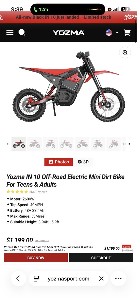 Yozma IN 10 Electric Dirt Bike