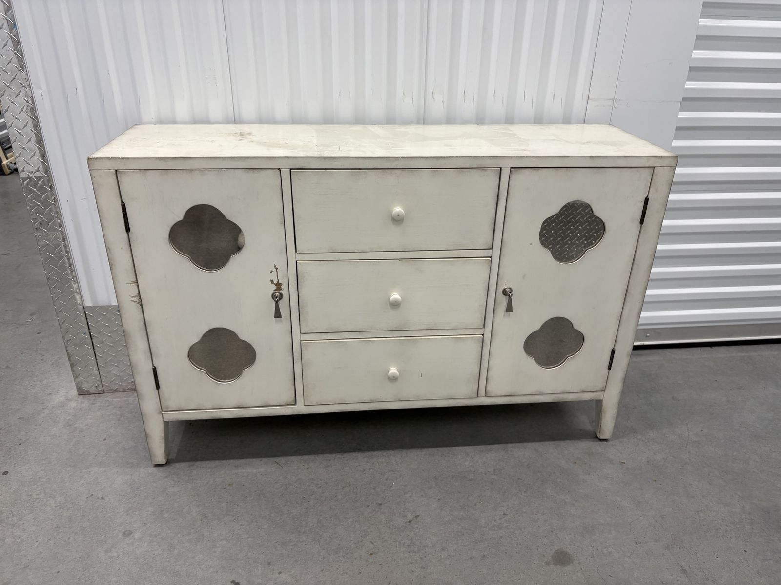 White Quatrefoil Sideboard / Accent Cabinet – 50”