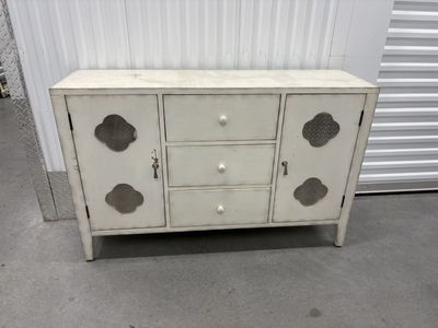 White Quatrefoil Sideboard / Accent Cabinet – 50”