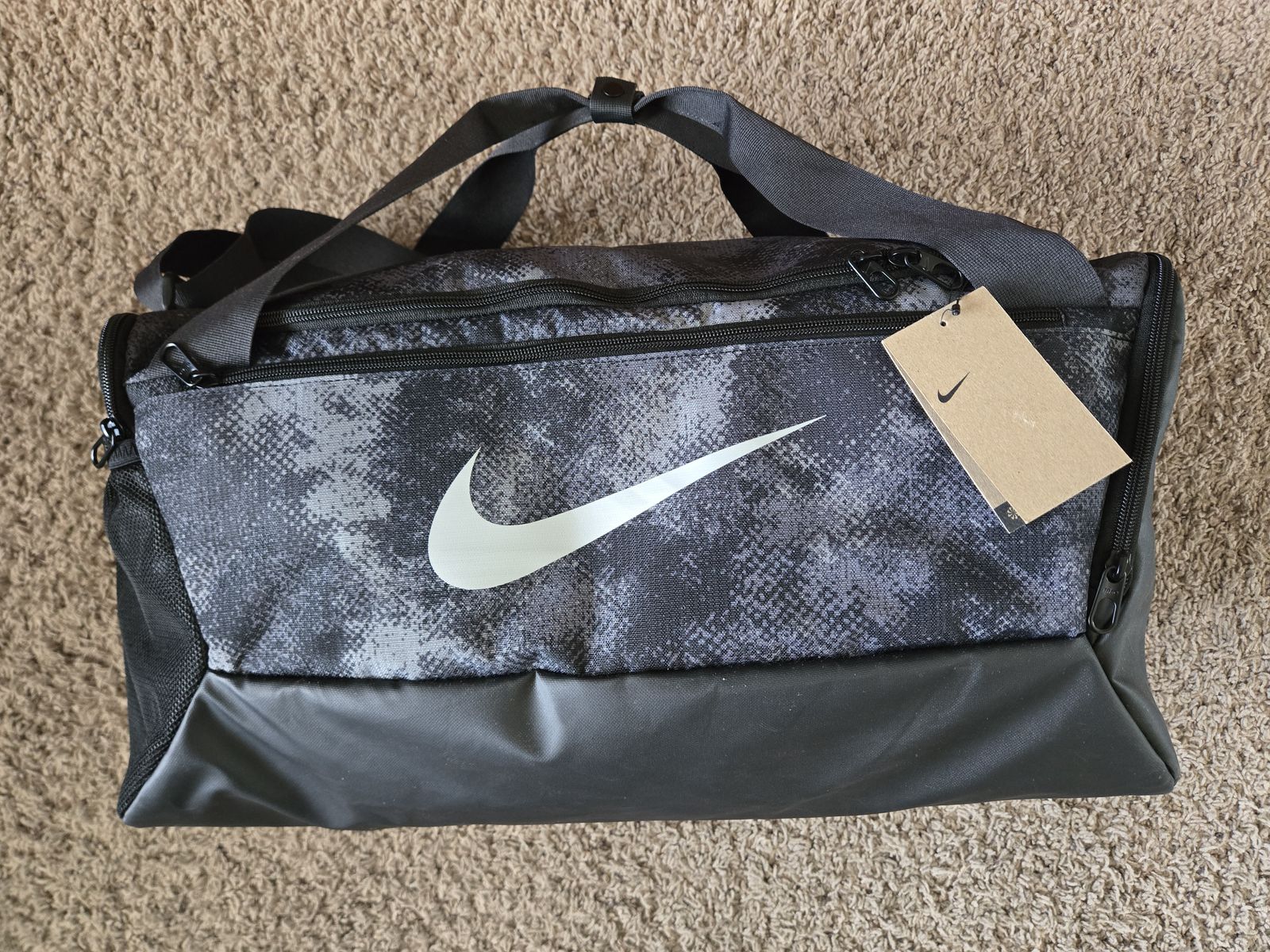New - Nike Duffel Gym Bag - Gray Camo, 41L (Duffle)