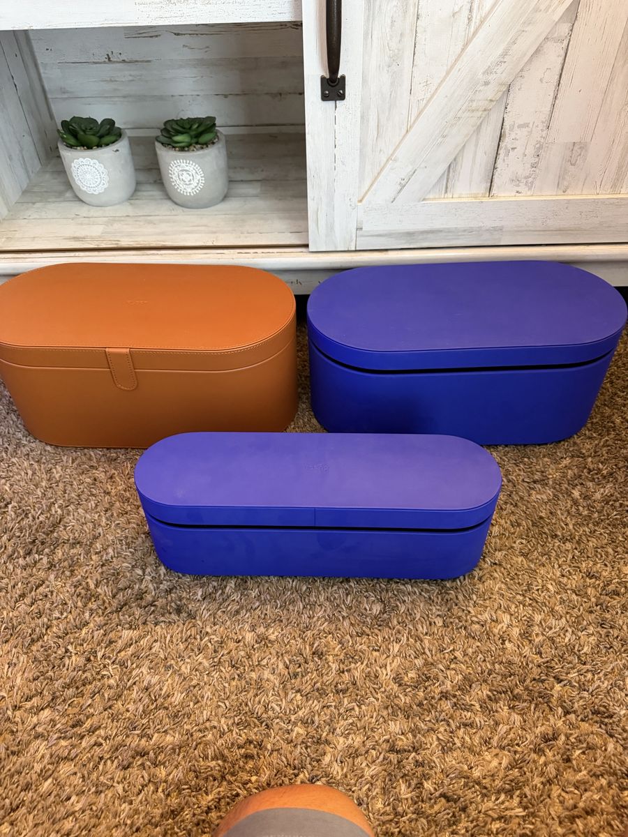 Dyson Airwrap Styler Storage Case Set - Blue & Tan Hair Styling Tool Organizer Box