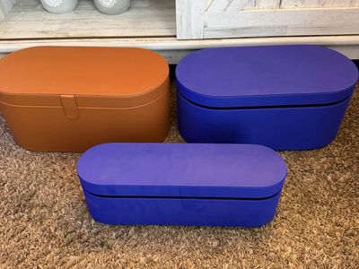 Dyson Airwrap Styler Storage Case Set - Blue & Tan Hair Styling Tool Organizer Box