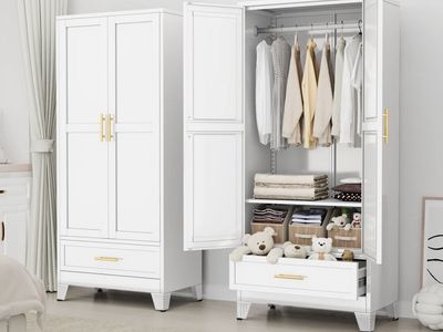 Mordern Metal Wardrobe Armoires with 1 drawer and 2 Doors