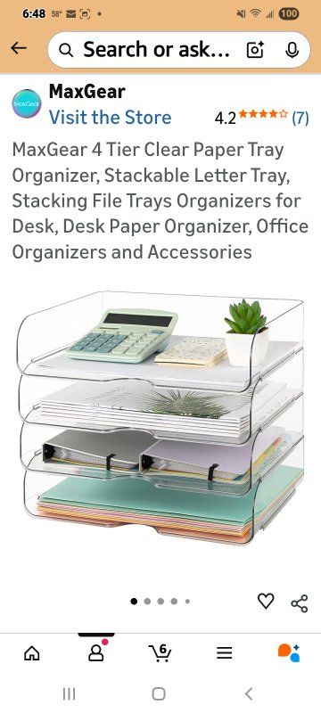 New in Box! 4-Tier Plastic Paper Tray Organizer