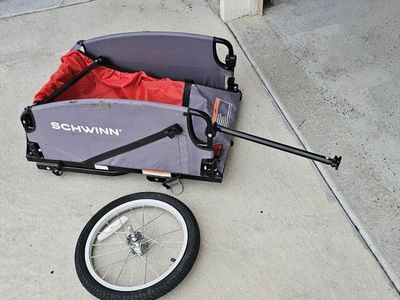 Schwinn Foldable Bicycle Cargo Trailer - Grey and Red (missing one wheel)