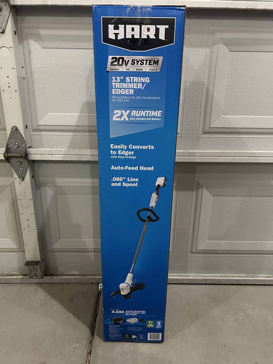 HART 20V 13" Straight Shaft String Trimmer/Edger (1) 20-Volt 4.0Ah Lithium-Ion Battery