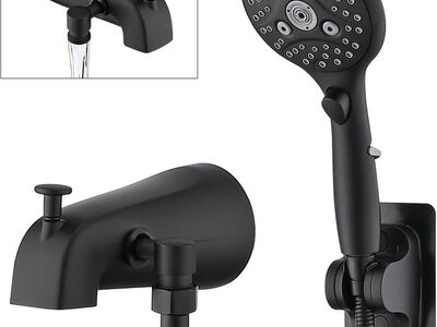 Matte Black All Metal Tub Spout with Diverter & Hand held Shower