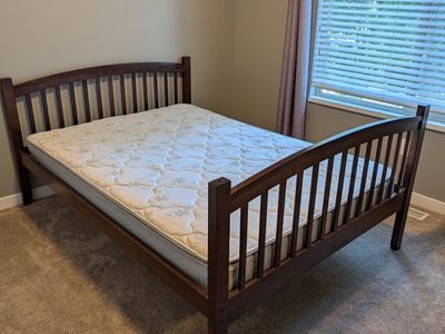 Wood Bed Frame & Mattress - Full Size