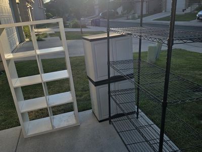 Storage Shelving Unit Set - White Cube Organizer, Wire Rack, and Cabinet