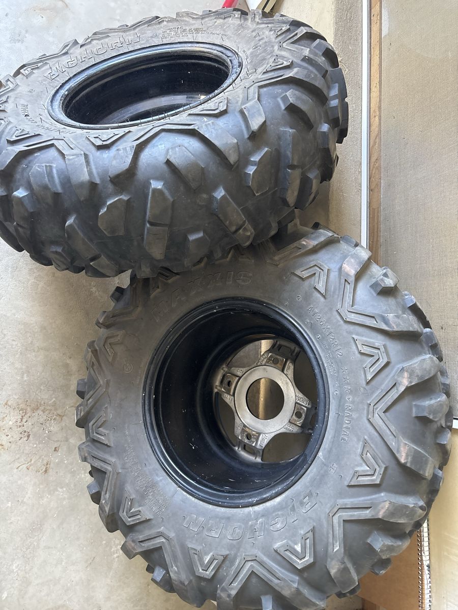 Maxxis Bighorn Radial ATV/UTV Tires full set tires only fronts 26x9x12 rears 26x12x12 excellent tread left no plugs or gashes