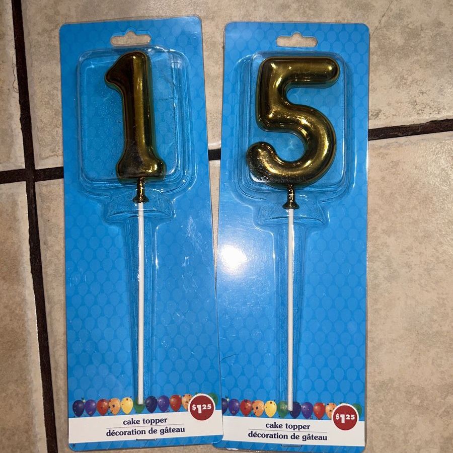 Gold Number Cake Toppers - Numbers 1 & 5 (New)