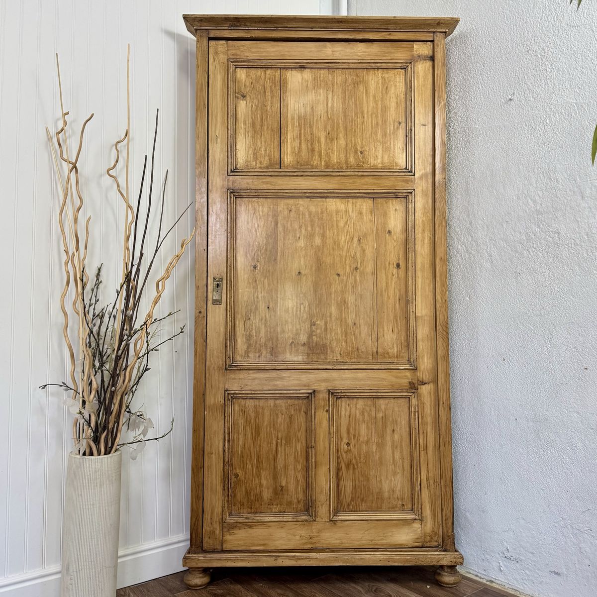 Primitive European Pine Corner Cabinet / Cupboard