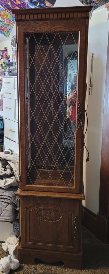 Curio/ Display Cabinet with Glass Doors and Lower Storage