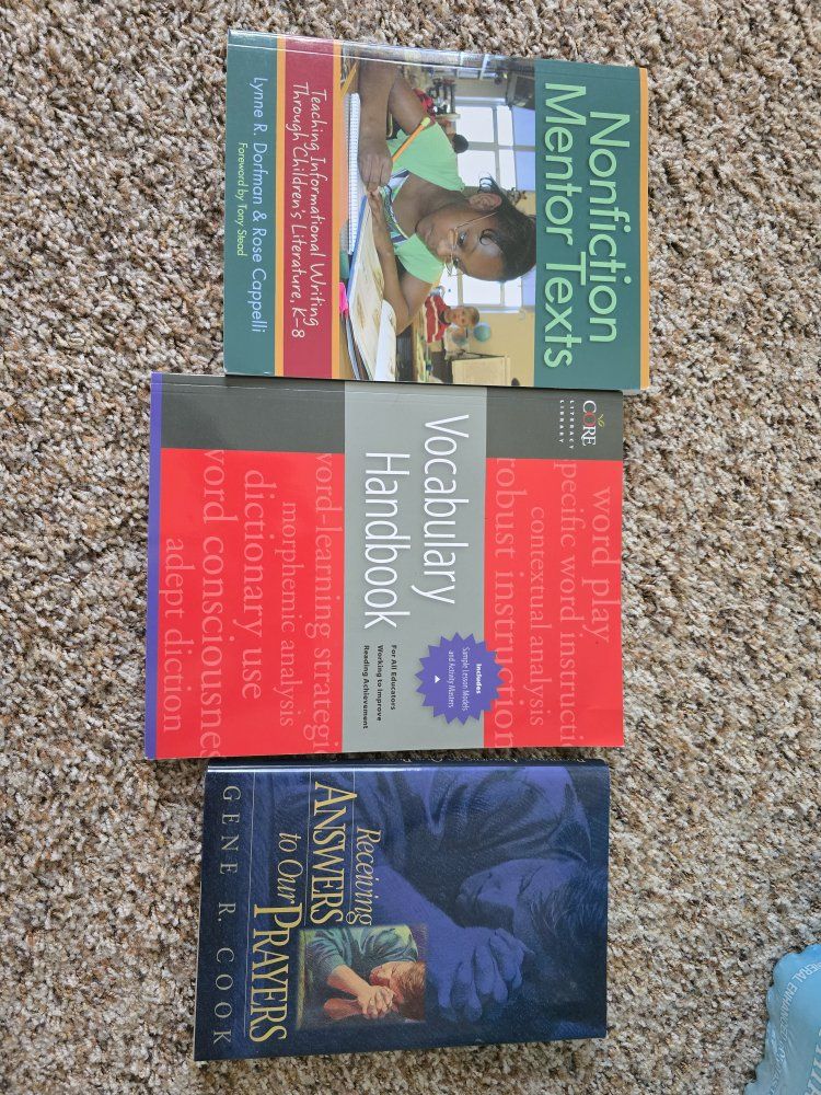Lot of 3 Educational & Religious Books: Nonfiction Mentor Texts, Vocabulary Handbook, Receiving Answers to Our Prayers