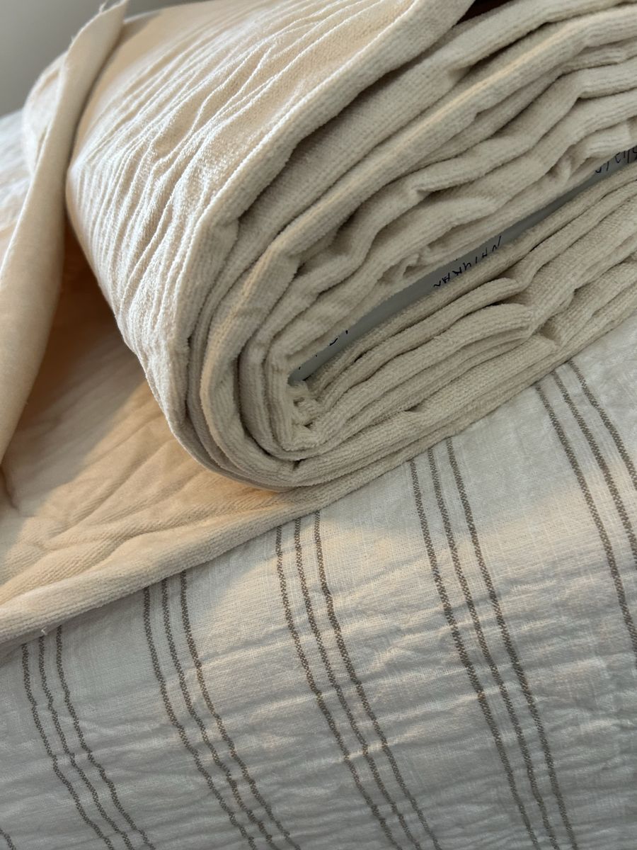 Beautiful thick cream colored French Terrycloth fabric.