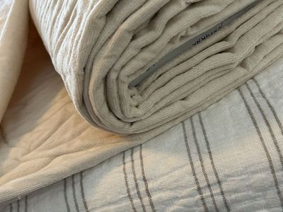 Beautiful thick cream colored French Terrycloth fabric.