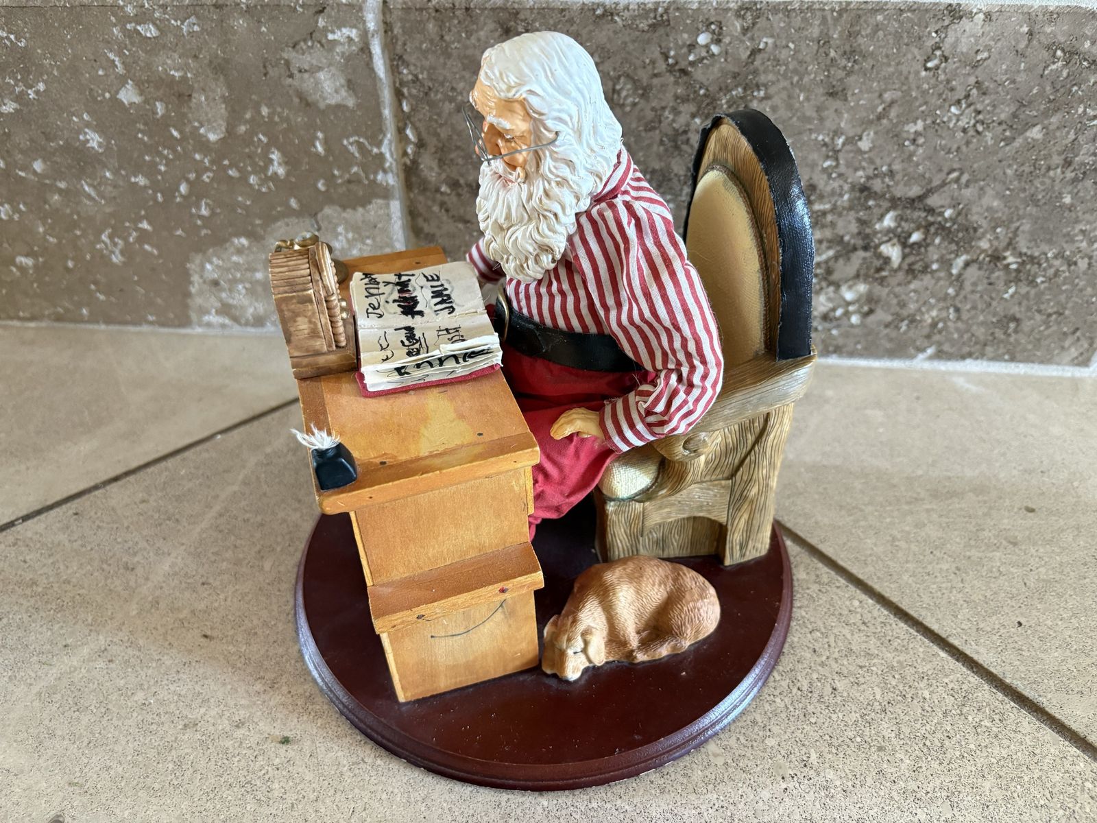 Santa Claus at Wood Desk w/ Naughty Nice List