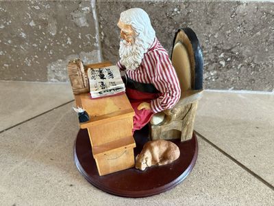 Santa Claus at Wood Desk w/ Naughty Nice List