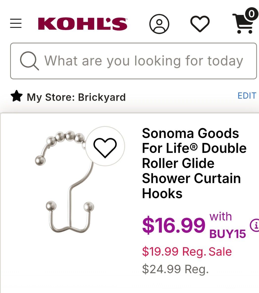 Double shower curtain hooks