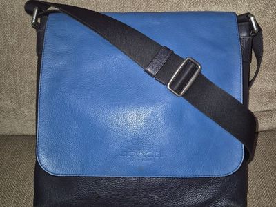 Clean! Coach Sullivan Midnight Blue Sport Leather Crossbody Messenger Bag