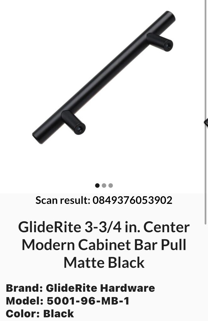 GlideRite 3-3/4 Matte Black Cabinet Handle