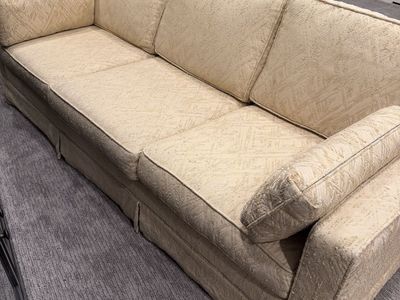 Pale yellow Textured Fabric Sofa with pull out bed