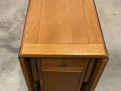 Vintage Wooden Drop-Leaf Gateleg Dining Table with Storage Drawer & Cabinet