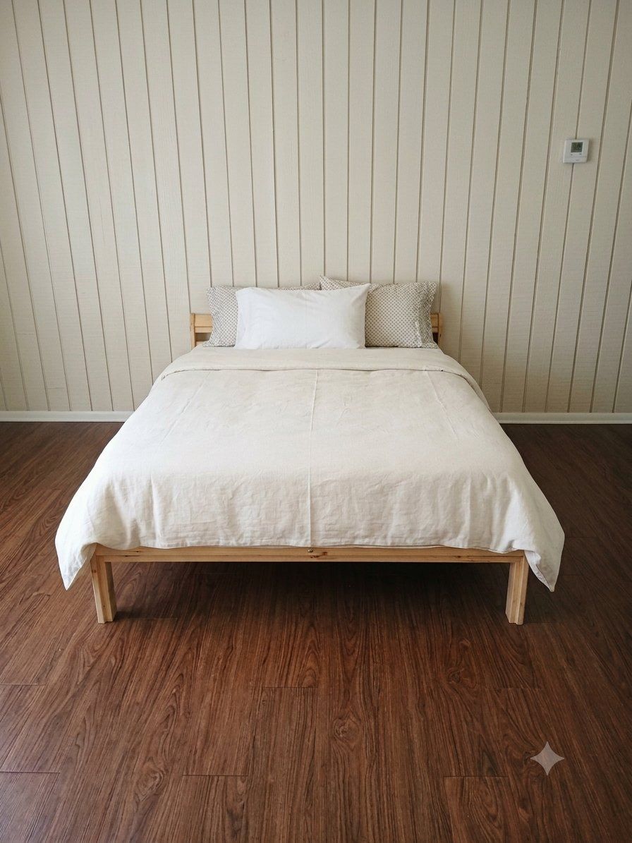 Full size IKEA wooden bed including slats