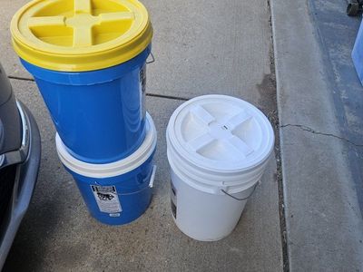 5-Gallon Food Grade Buckets with Gamma Seal Lids - Blue & White, Airtight Storage