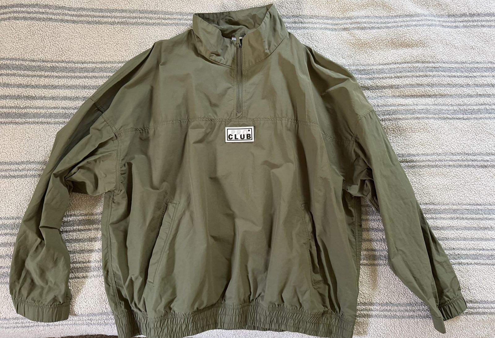 Pro Club Men's Comfort Half-Zip Windbreaker Pullover Jacket Olive Green 3XL