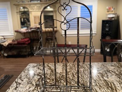 Ornate Wrought Iron Wall Mount Shelf - 2-Tiered Rustic Decor Storage Display