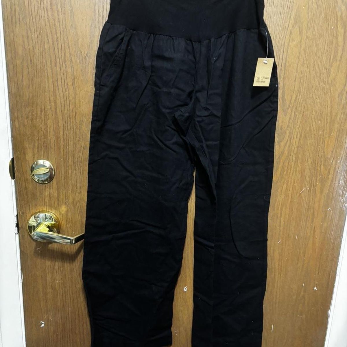 2020AVE Women's Black Plus Size Smocked Waist Pants 1X with Pockets