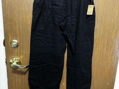 2020AVE Women's Black Plus Size Smocked Waist Pants 1X with Pockets