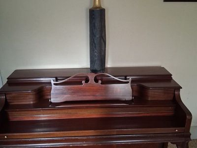Vintage Upright Piano - Dark Wood Finish, Carved Music Stand - Great Condition