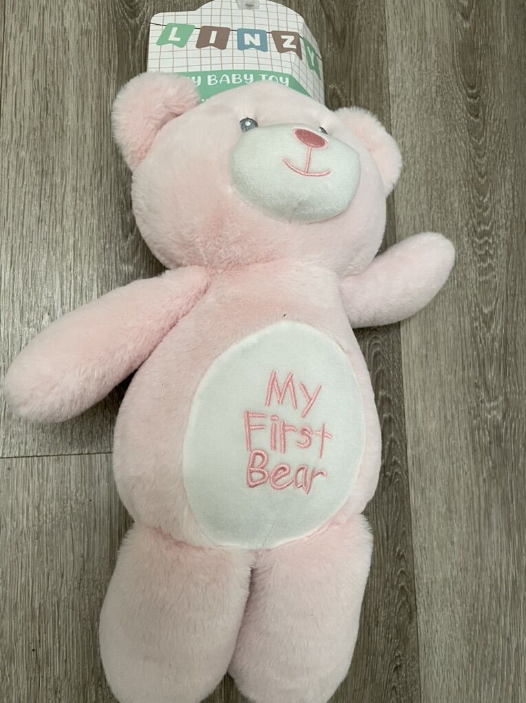 Linzy Baby Pink My First Bear Rattle Soft Plush