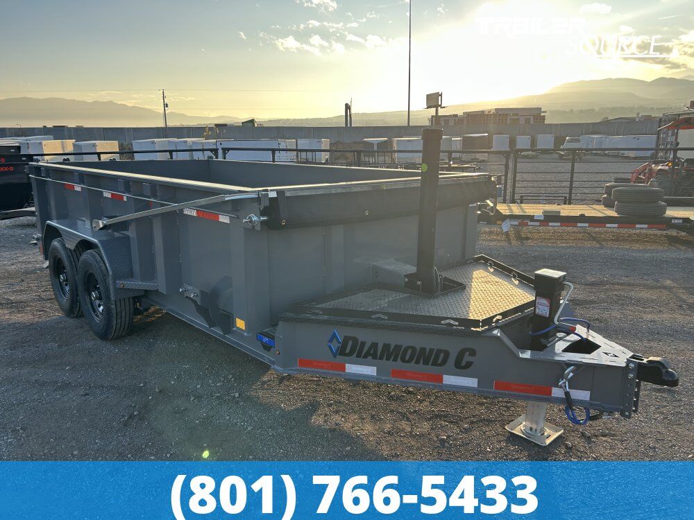 7x14 Diamond C LPT 207 Dump Trailer - 32" Sides - 15.5K GVWR - 14 Ply Tires, Long Arm Tarp